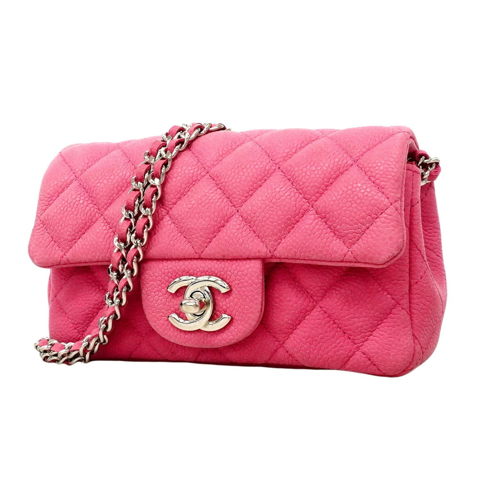 Chanel Matelassé Chain Shoulder Bag, Caviar Leather, Pink, Women's, OP024254